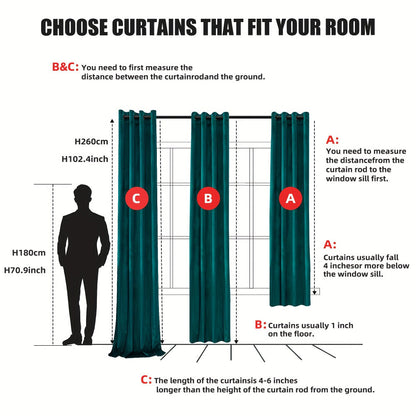 Velvet Room Darkening Curtains 2 Panels, Grommet Top Thermal Insulated Soundproof Blackout Curtains for Living Room Bedroom