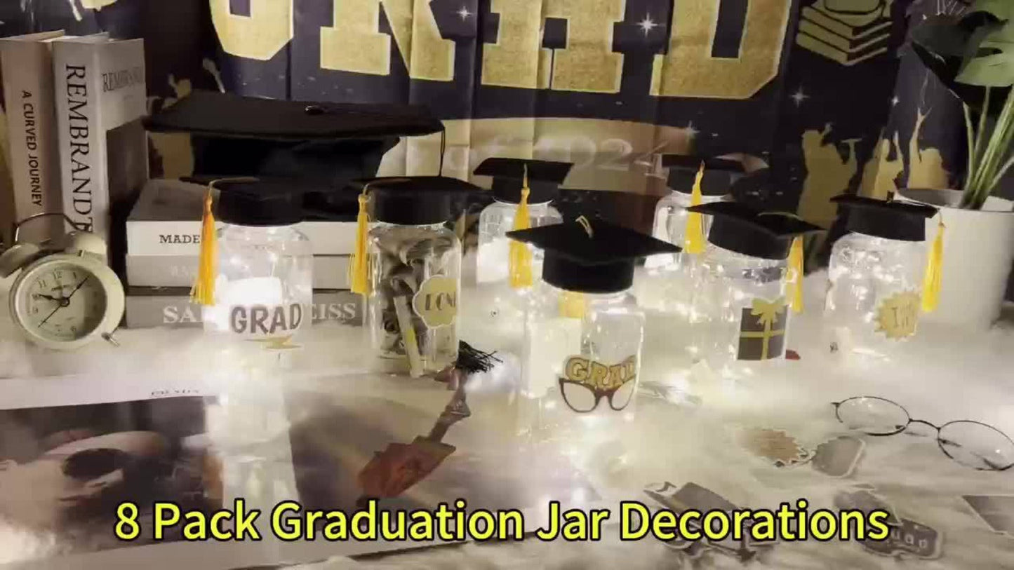 Graduation Gifts Lighted Jars 2026 Set of 8 with Graduation Stickers Party Decorations Mason for Entryways, Bedrooms and Living Spaces