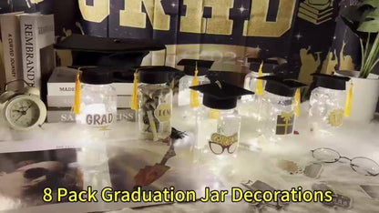 Graduation Gifts Lighted Jars 2026 Set of 8 with Graduation Stickers Party Decorations Mason for Entryways, Bedrooms and Living Spaces