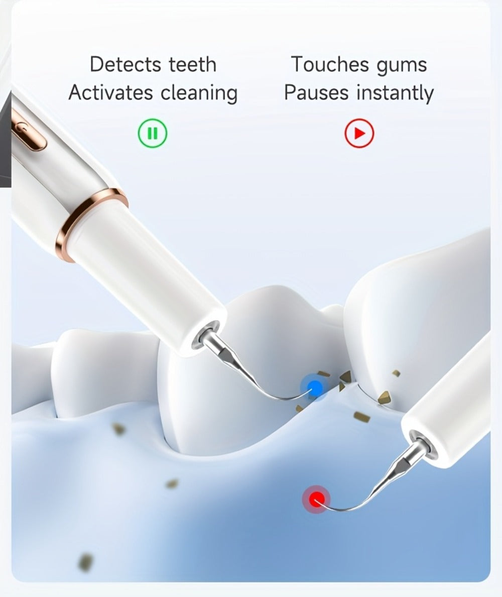 Electric Tooth Cleaner Tartar Remover Rechargeable – 5 Speed Modes, LED Light, USB Charging, 2 Replaceable Brush Heads
