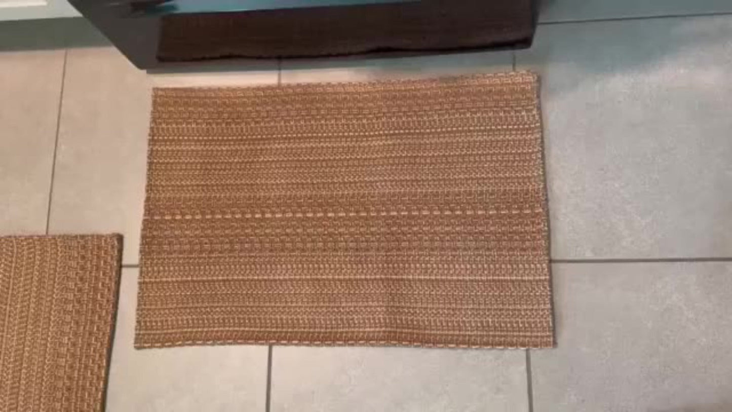 Braided Woven Indoor Rug with 2 x 3-Foot to 6 x 9-Foot Sizes and One Two-Piece Gray Mat Set
