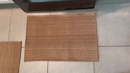 Braided Woven Indoor Rug with 2 x 3-Foot to 6 x 9-Foot Sizes and One Two-Piece Gray Mat Set