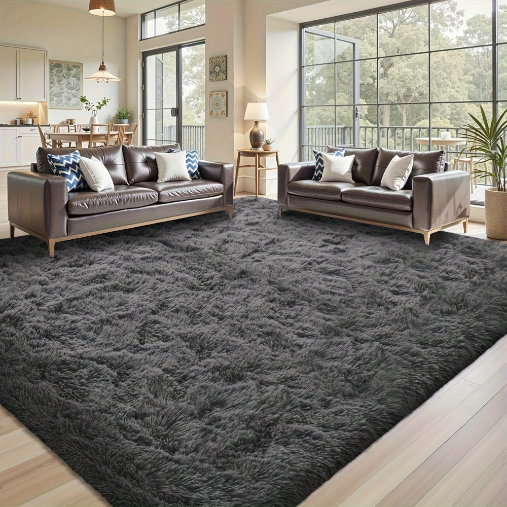 Rectangular Shaggy Area Rug with Nine Color Labels and 3 x 5-Foot to 8 x 10-Foot Size Options