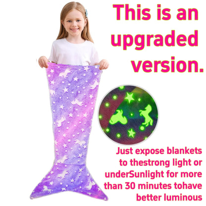 Mermaid Tail Sleeping Bag Blanket for Kids & Adults - Flannel 200GSM Anti-Kick Cozy Bed Cover
