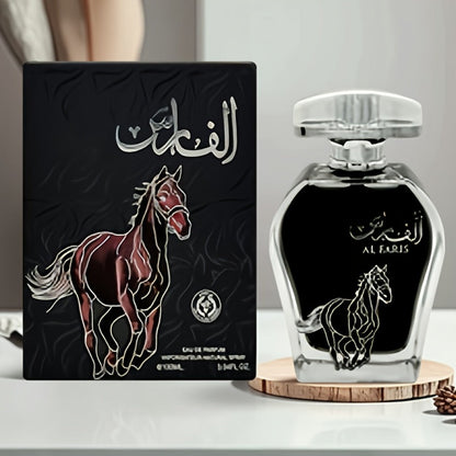AL FARIS Black Mustang Men Cologne Eau de Parfum 3.38 oz 100ml Dubai Arabian Oriental Fragrance Woody Oud Musk Spray
