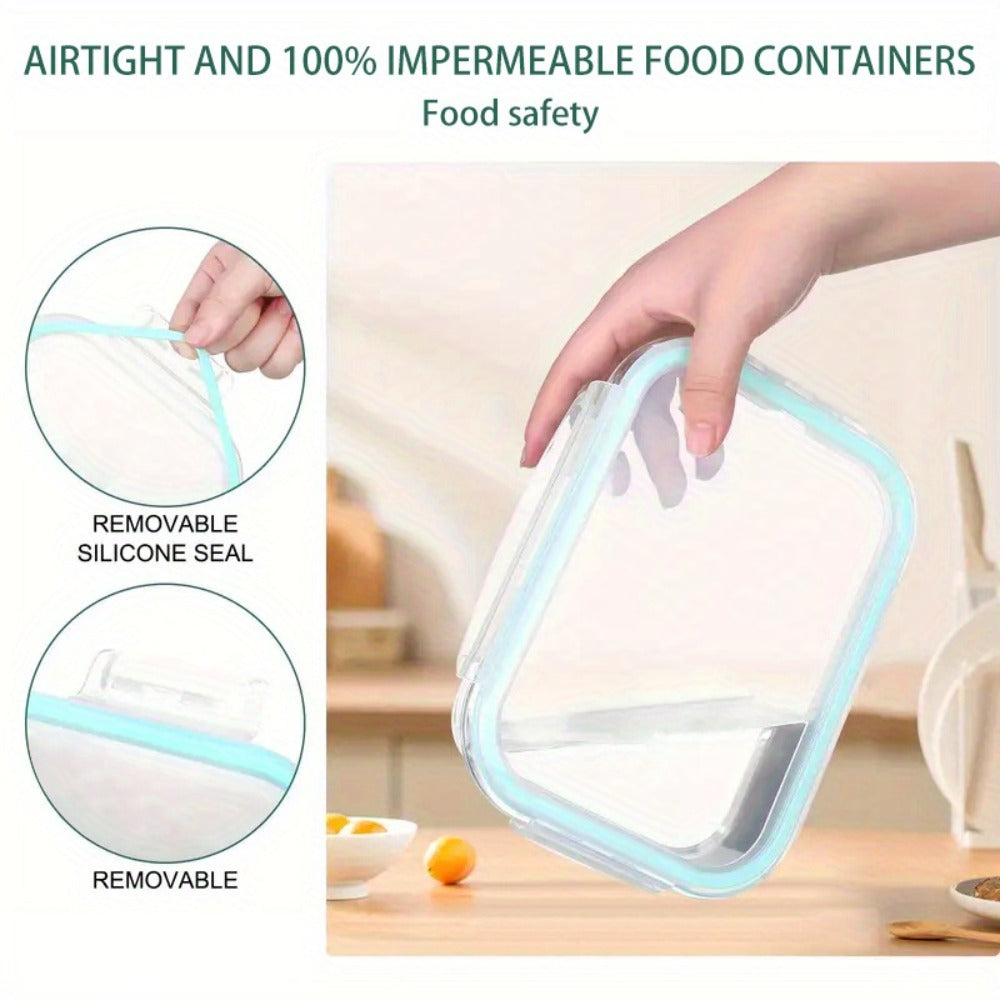 Glass Meal Prep Containers 16 Piece Set (8 Lids + 8 Containers) - Borosilicate Glass Food Storage with Leak Proof Lids