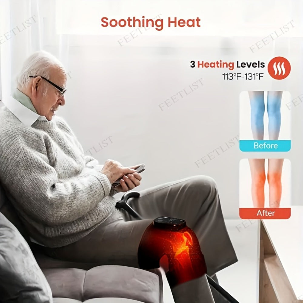 Knee Massager with Heat, 3-Level Heating Pad for Knee Pain, Joint & Warmth, Anti-Slip Breathable Knee Brace for Men & Women