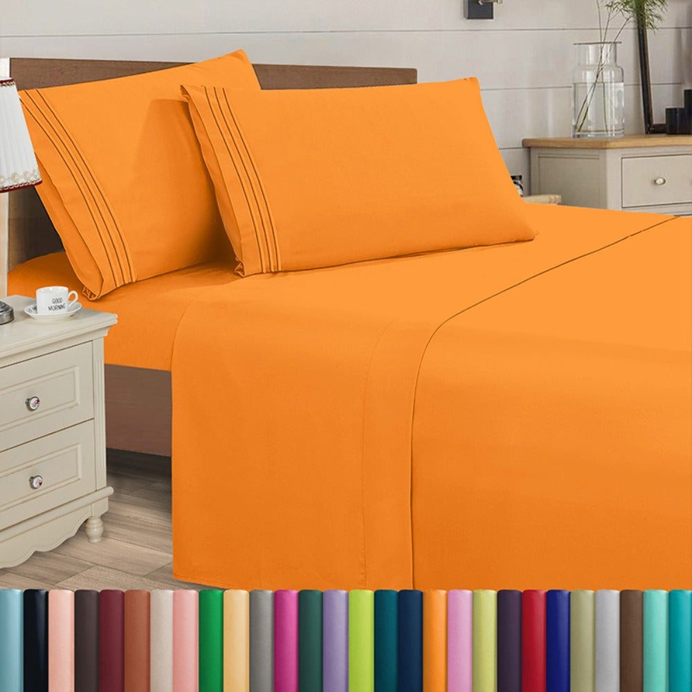 Microfiber Bed Sheet Set 4-Piece Deep Pocket Cooling Sheets Twin Full Queen King Cal King Split King