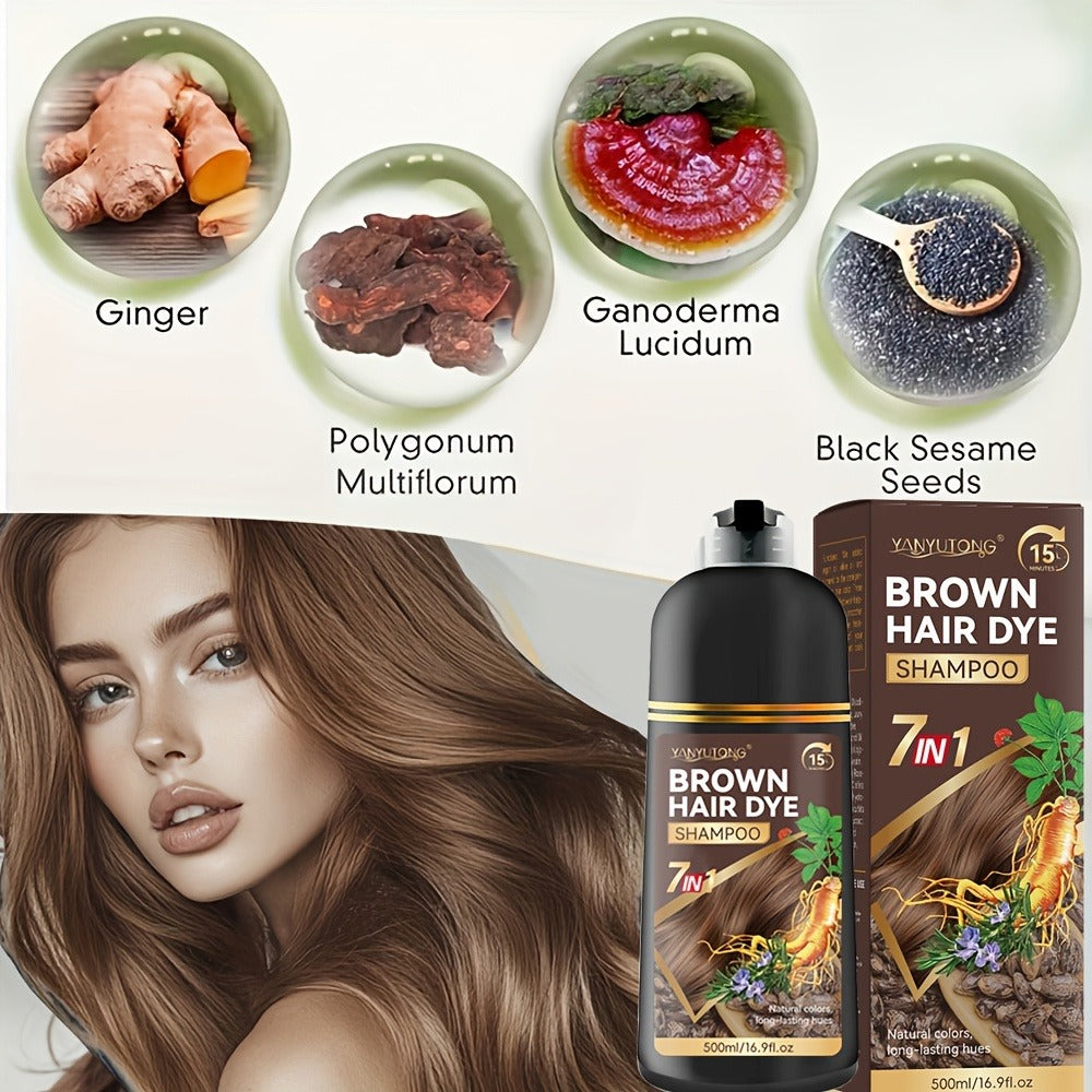 Hair Dye Shampoo Natural Plant Pigments, Covers Gray Hair Fast in 1 Wash, 16.91oz Color Shampoo in Black