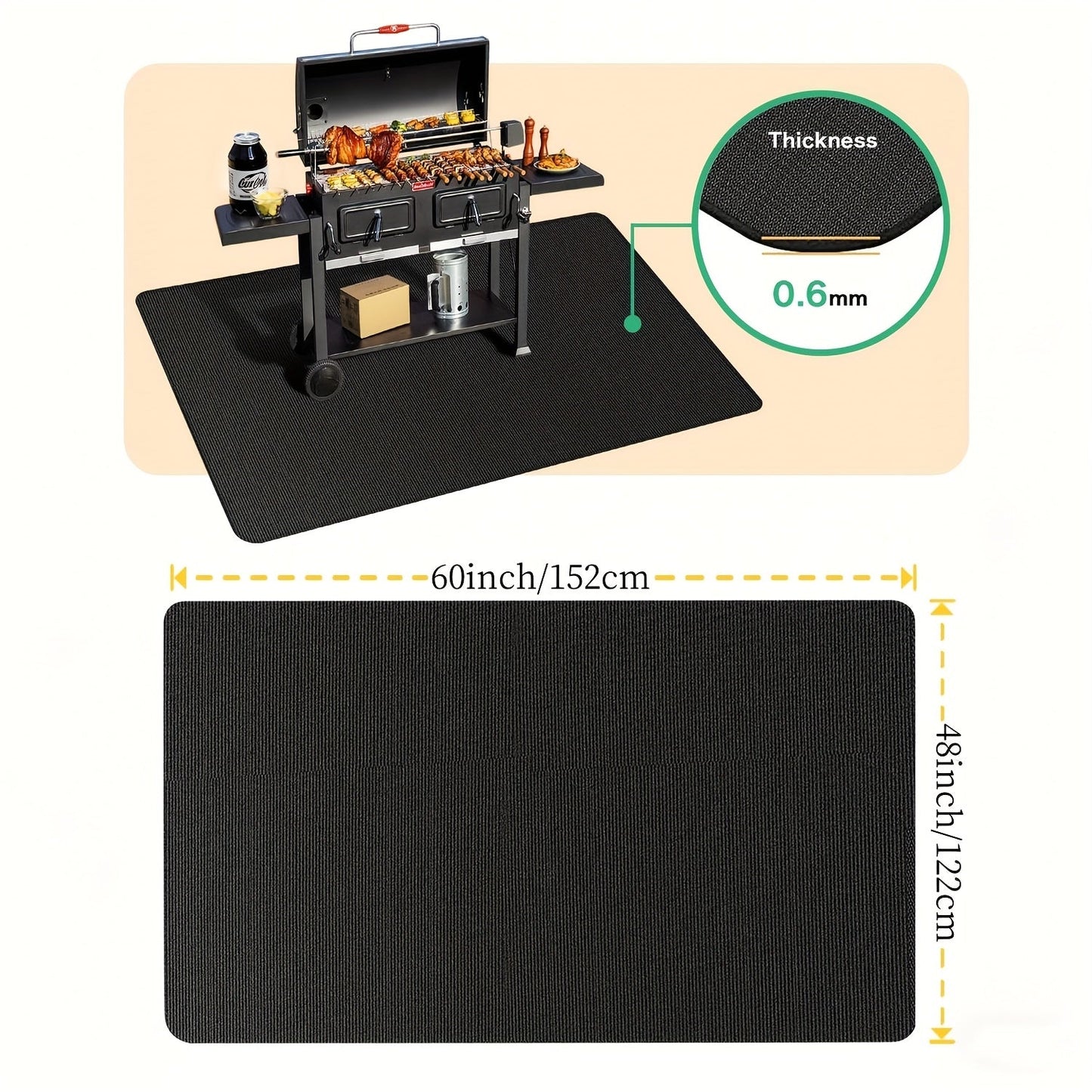 BBQ Grill Mat Fireproof & Heat Resistant - Double-Sided Fiberglass Grill Pad for Outdoor Grills, Fire Pits & Smokers