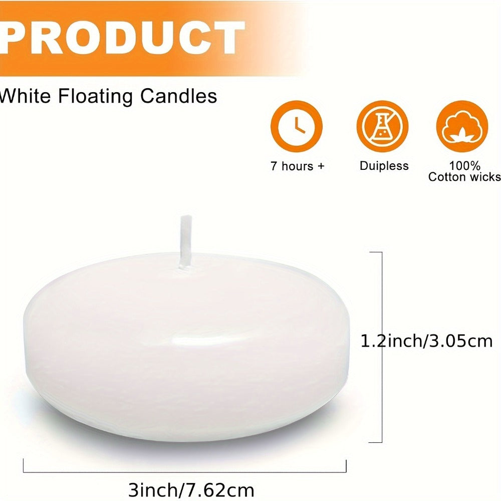 24-Piece White Floating Candle Set with 3-Inch Checkout Label and Pictured 3.05 cm Candle Height