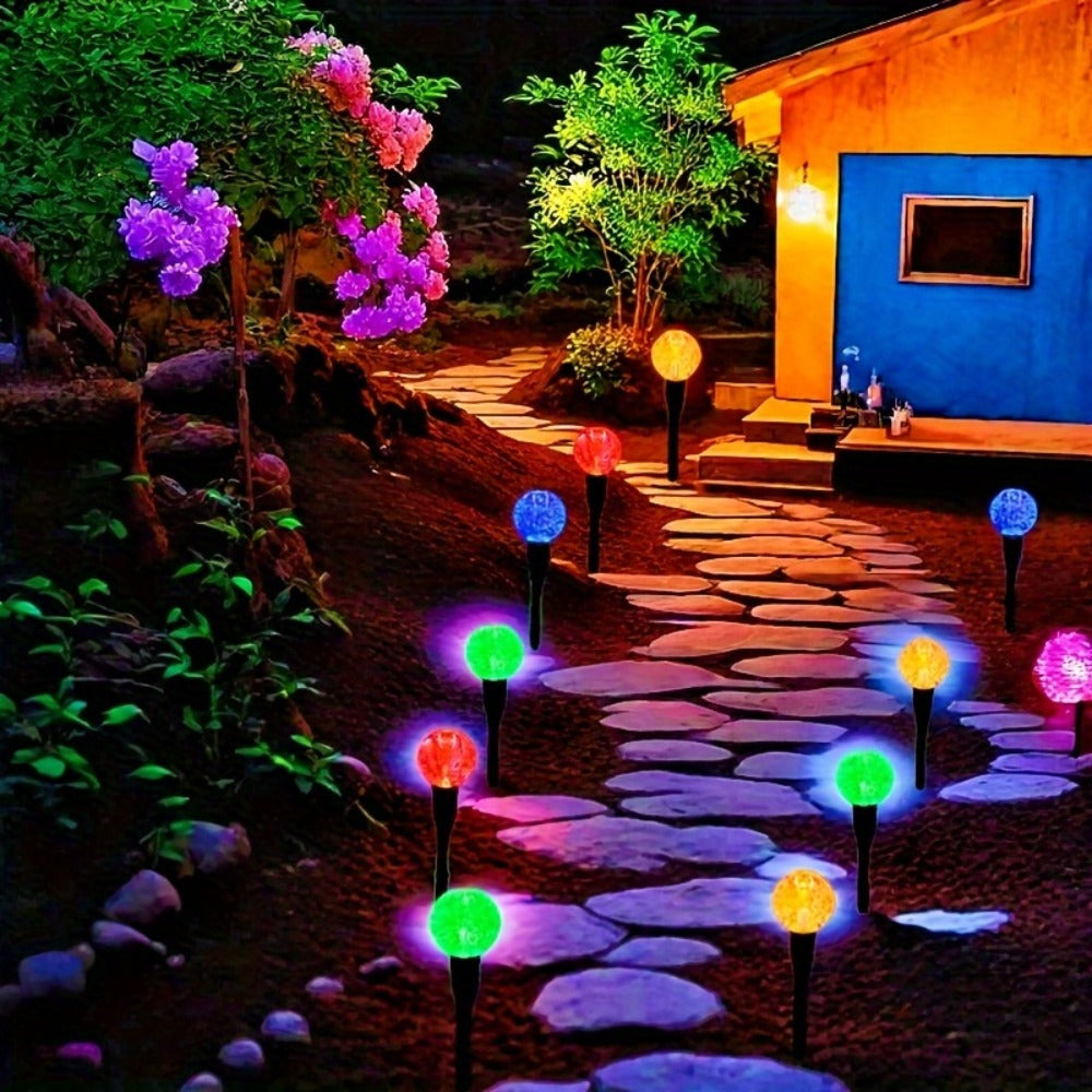 Solar Garden Light Bubble Path Stakes 30-Piece Set with Colorful or Warm White LED Options