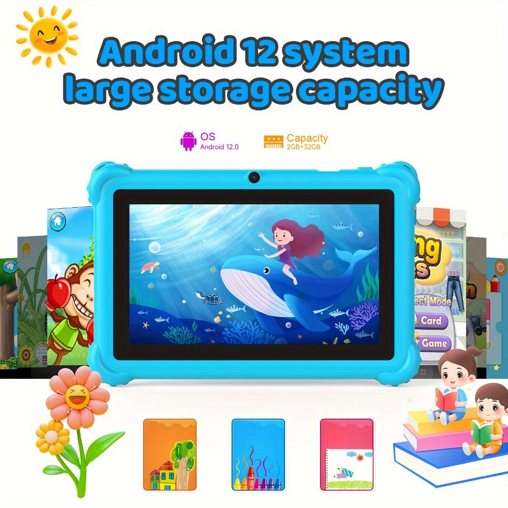 Kids Tablet PEICHENG 7 Inch with 2GB RAM, 32GB Built-In Storage, Dual Cameras, WiFi and Silicone Case