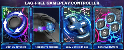 Switch Pro Controller Wireless RGB Rechargeable with 6-Axis Gyro & 10 RGB Lights, Compatible with Nintendo Switch