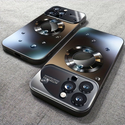 Phone Case Matte Titanium-Finish Cover with Built-In Glass Lens Protector for Select iPhone Models