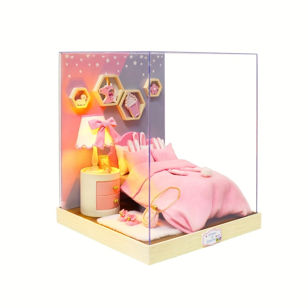 DIY Miniature Dollhouse Kit with Dust Cover Small, Mini House Model No Glue with the Listed Color, Size or Set Options for Everyday Use
