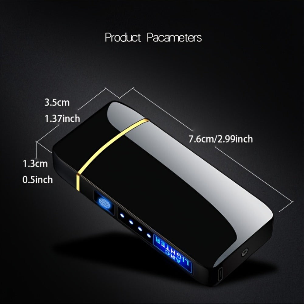 Flip-Top Dual-Arc Electric Lighter with Power Display in 12 Black or Blue Artwork Options Pictured