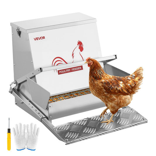 Chicken Feeder Treadle Galvanized Steel Lockable for Garden, Patio and Yard Use, with the Listed Configuration