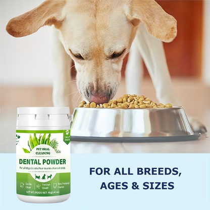 Pet Dental Powder for Dogs & Cats – Yolk Flavor Oral Care Teeth Cleaning Powder, Freshens Breath & Supports Gum Health Between Brushings