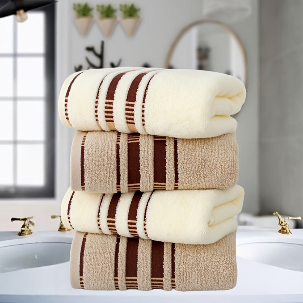 Towel Set 4-Pack Pure Cotton Face Towels in Camel, Beige Yellow or Mixed Colors for Home and Spa