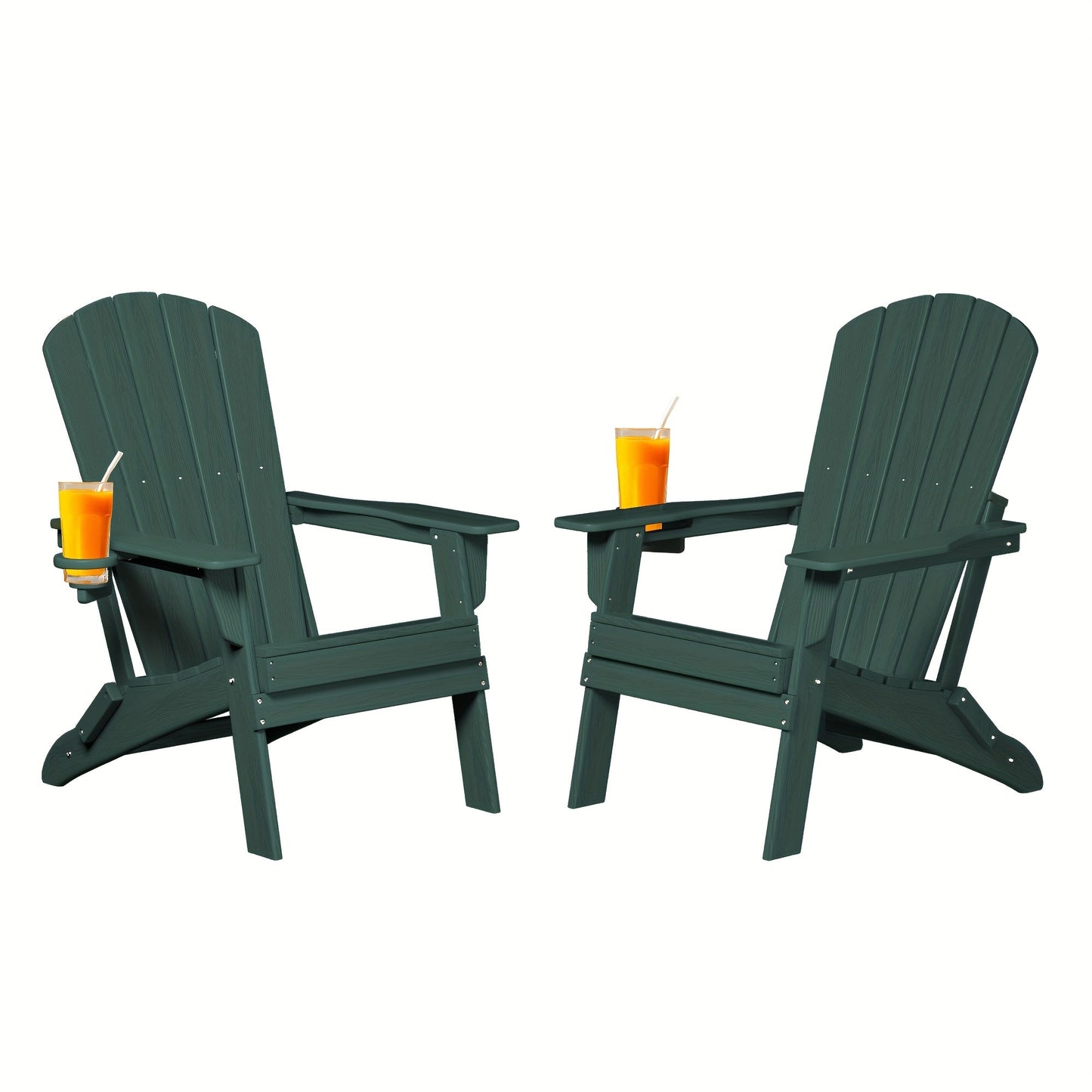 Folding Adirondack Chair with Cup Holder – HDPE All-Weather Outdoor Patio Chair