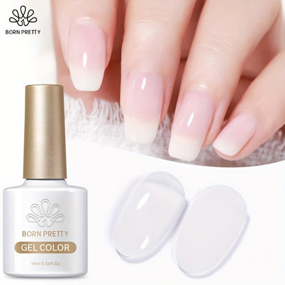 Gel Nail Polish in 10ml Translucent Jelly with 6 Milky, Snow-Glitter and Nude Shade Options