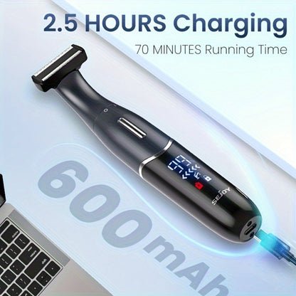 Six in One Bikini Trimmer and Electric Razor for Women and Men, Wet Dry Grooming Set in Purple