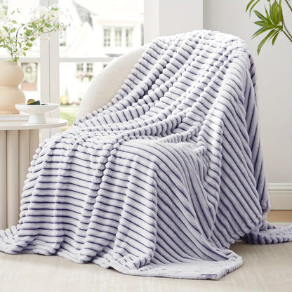 Jacquard Knit Checkered Blanket, Cozy Fluffy Plaid Throw for Couch, Bed & Sofa, All Seasons, 4 Colors