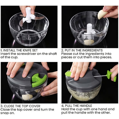 Vegetable Chopper with 3/5 Blades, Multifunctional Onion Chopper, Food Dicer & Salad Cutter with Container