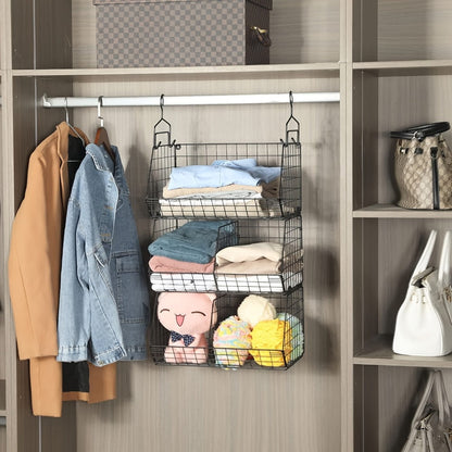 Hanging Laundry Basket Organizer 3pcs – Foldable Laundry Bag with 360° Rotating Hook for Washing Machine & Drying Rack