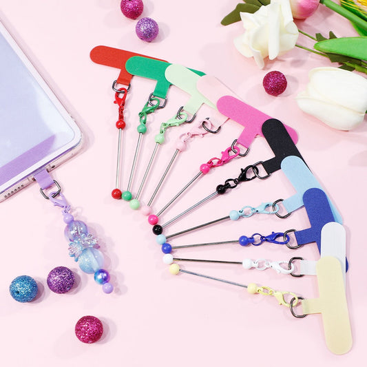 Beadable Phone Tether Tab Set 30pcs, DIY Phone Lanyard Adapter Kit with Blank Beadable Bars for Custom Phone Charms