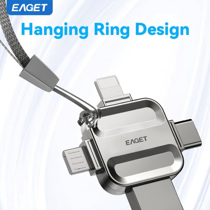 EAGET I50 iPhone Flash Drive USB 3.0 High Speed 4-in-1 Lightning Type-C Micro USB OTG Memory Stick 32GB 64GB 128GB 256GB for iPhone iPad