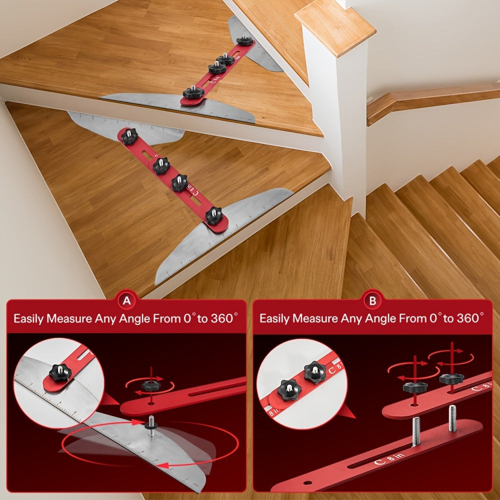 Stair Tread Gauge Template Tool Jig Stair Tread Shelf Measuring Layout Tool for Cutting for Entryways, Bedrooms and Living Spaces