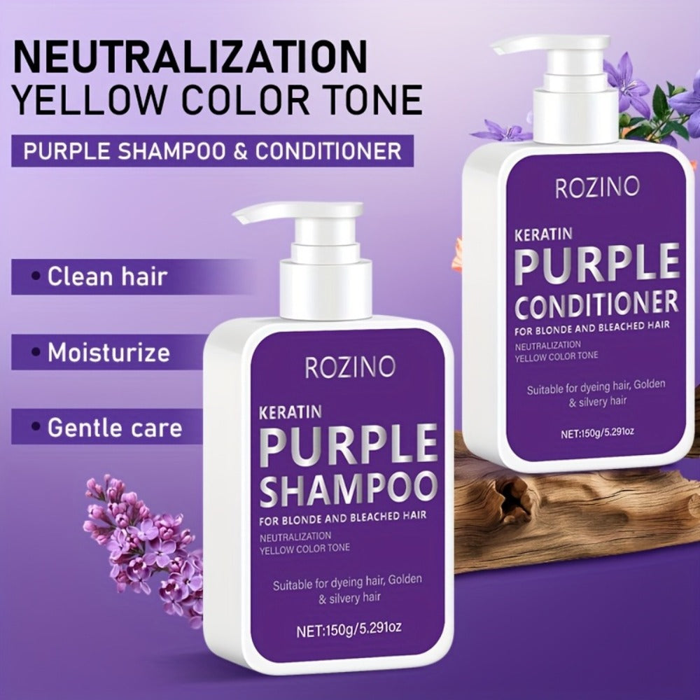 Purple Shampoo and Conditioner Set 2PCS for Blonde Silver Platinum Hair - Toning Brass & Yellow Neutralizer
