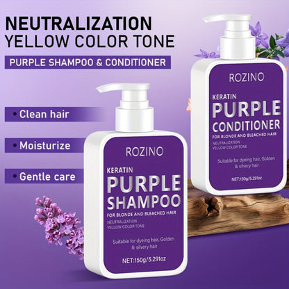 Purple Shampoo and Conditioner Set 2PCS for Blonde Silver Platinum Hair - Toning Brass & Yellow Neutralizer