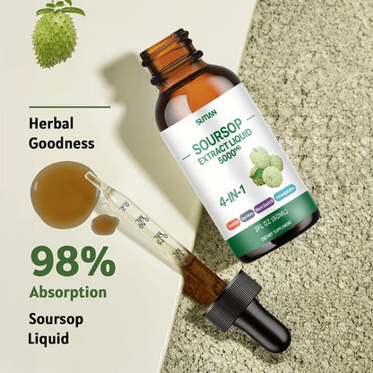 Dietary Supplement Soursop Liquid Drops with Black Seed Oil, Ashwagandha and Seaweed, 2 fl oz
