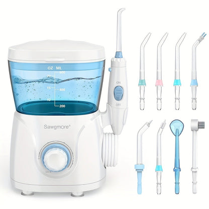 Water Flosser Countertop FC166 Oral Irrigator with 600ml Tank, Ten Pressure Settings, Eight Nozzles and Rotary Dial