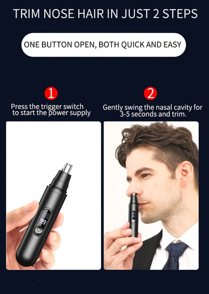 Electric Nose Trimmer with LED Display – USB Rechargeable Painless Facial Hair Removal Device for Men & Women, Nose Ear & Eyebrow Trimmer