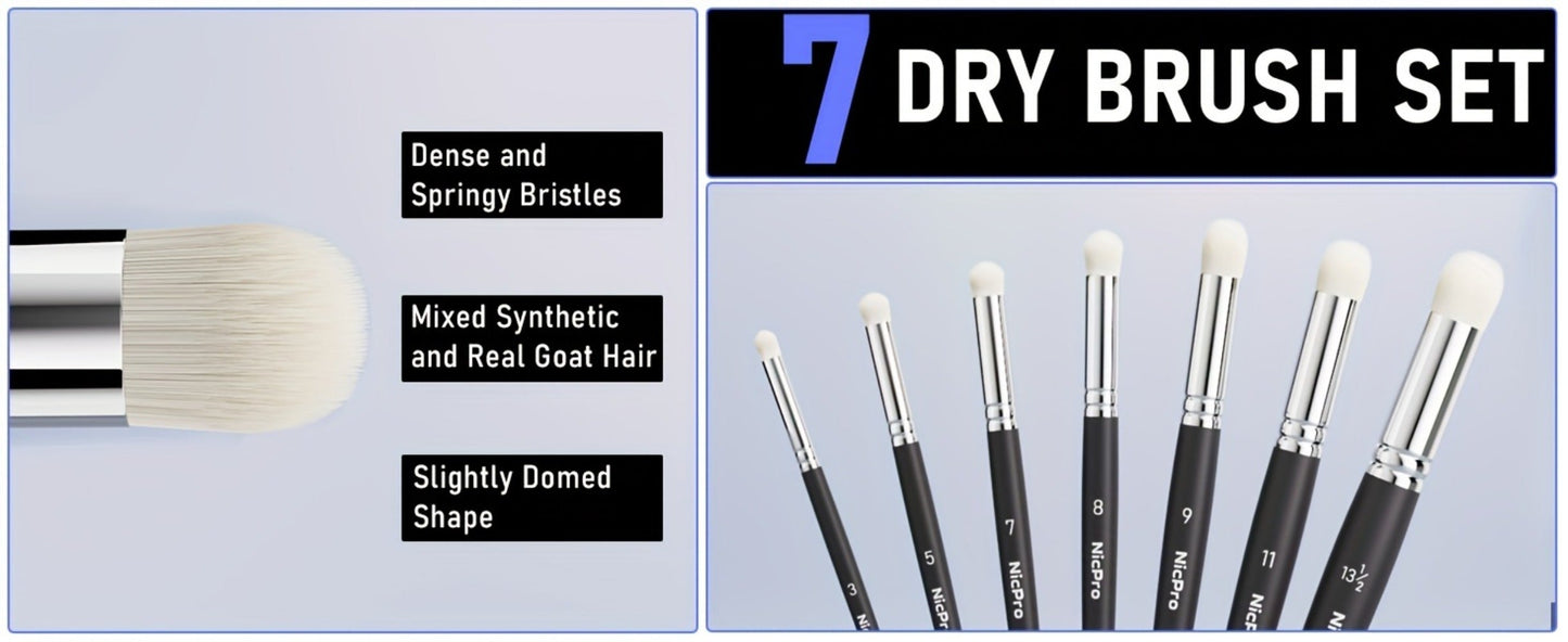 Dry Brush Set for Miniature Painting 7 Sizes, Professional Drybrush Kit with the Listed Color, Size or Set Options for Everyday Use