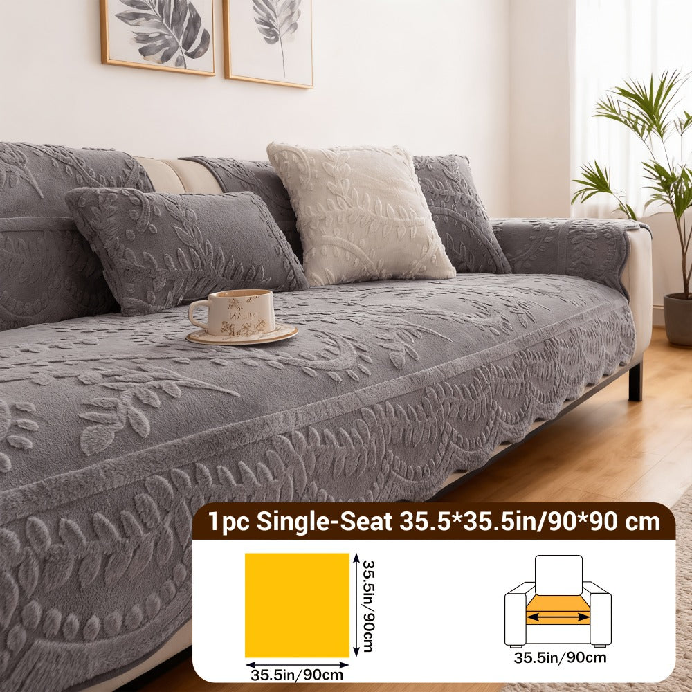 Sofa Cover Quilted Plush-Texture Panels in 35.5-Inch Width for 1 to 4 Seats, Backrest or Armrest