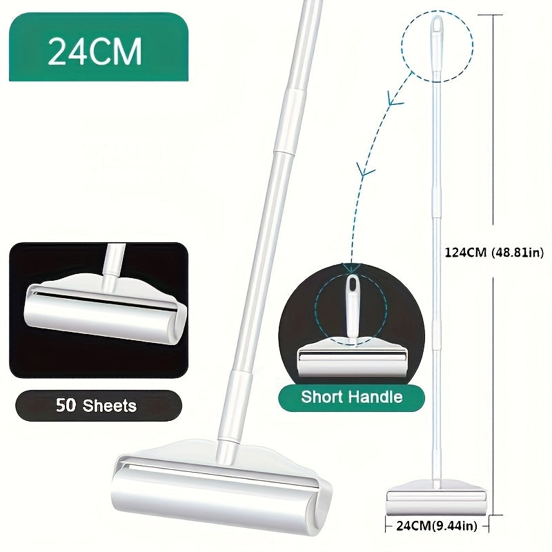 Lint Roller with 49-Inch Extendable Handle for Pet Hair Removal – Reusable Sticky Roller for Sofa, Carpet, Clothes, Floor & Furniture