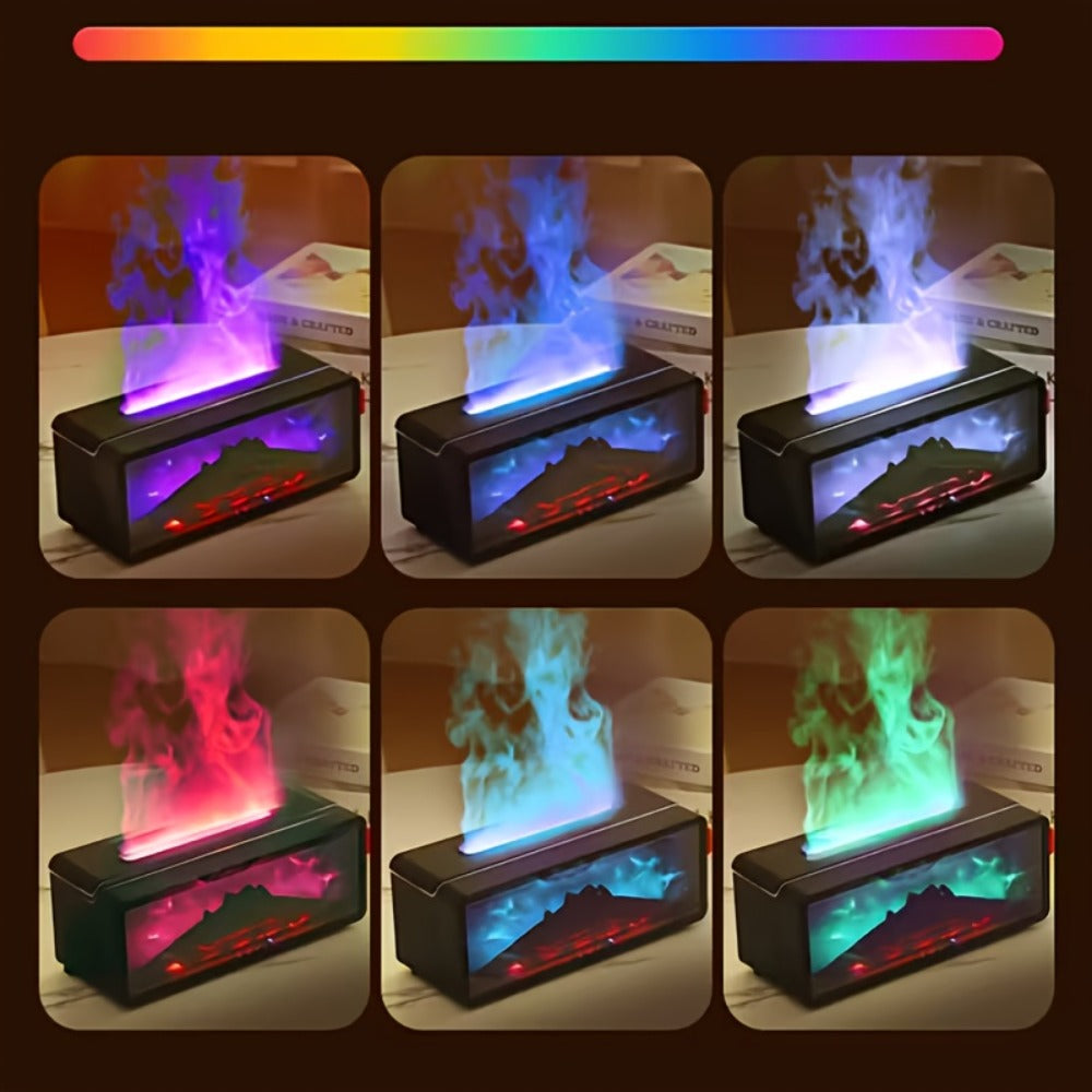 Electric Fireplace Humidifier 3D Flame Effect Aroma Diffuser 2-in-1 Cool Mist Humidifier for Entryways, Bedrooms and Living Spaces