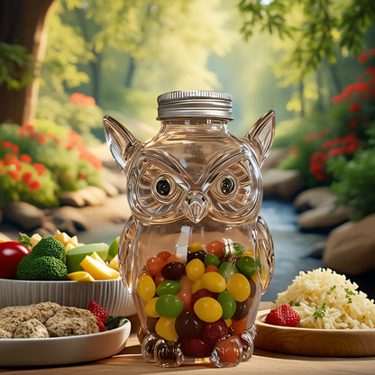 Food Storage Containers Borosilicate Glass Cookie Jar with Lock-Top Lid in Sea Turtle or Owl Designs