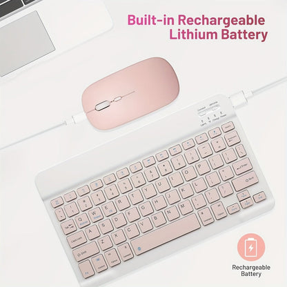 4-in-1 Wireless Keyboard and Mouse Set with Mouse Pad Quiet Rechargeable 2.4G USB Receiver for PC Laptop Tablet Phone Smartphone