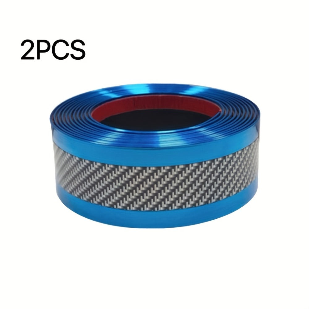 Car Door Guard Scratch Protector 2pcs Carbon Fiber Design – Anti-Scratch Strip for Rearview Mirror & Bumper, Universal Fit in Blue Red Gray