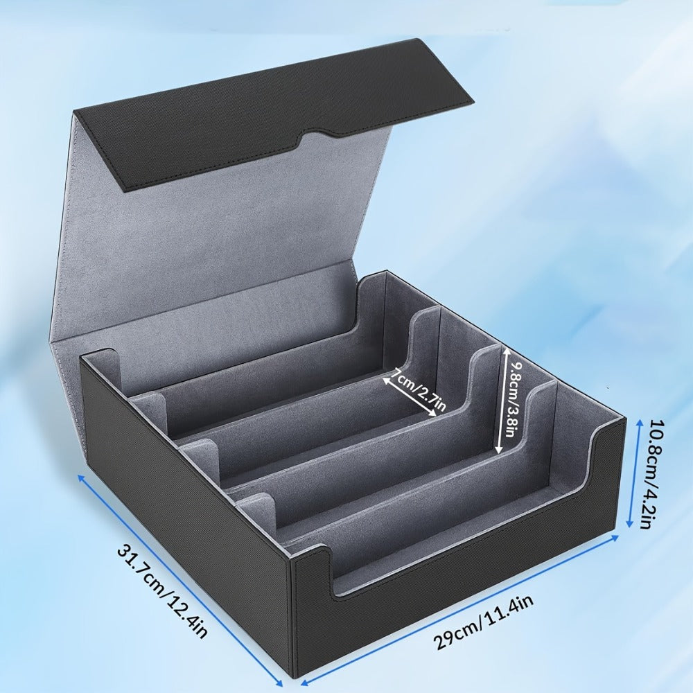 Large TCG Deck Box 3000+ Card Storage Case – 4-Row Synthetic Leather Organizer for MTG Commander, Yu-Gi-Oh, Pokemon & Sports Cards