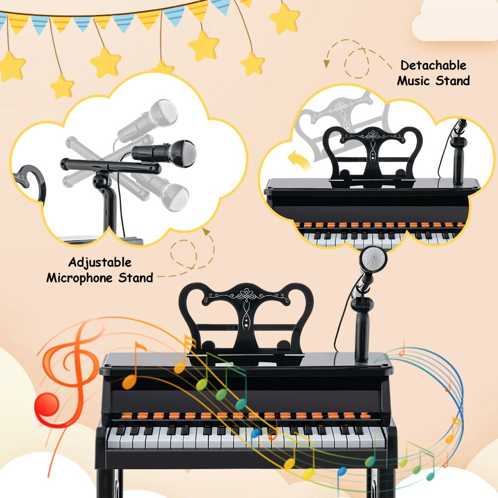 Kids Piano Set 37 Keys with Microphone, Detachable Music Stand & Stool, 22 Demos 8 Tones 8 Percussion Effects