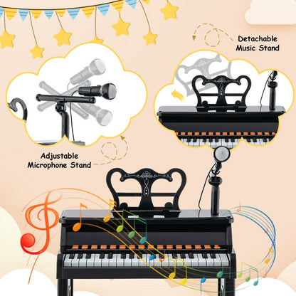 Kids Piano Set 37 Keys with Microphone, Detachable Music Stand & Stool, 22 Demos 8 Tones 8 Percussion Effects