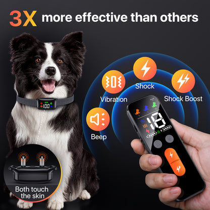 Dog Training Collar with Remote X300 – 4 Modes Shock Vibration Sound Light, Rechargeable E-Collar for Medium Large Dogs 30-120 lbs