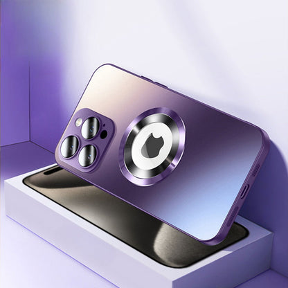 Phone Case Frosted Tempered Glass and TPU Cover with Integrated Lens Film for Select iPhones